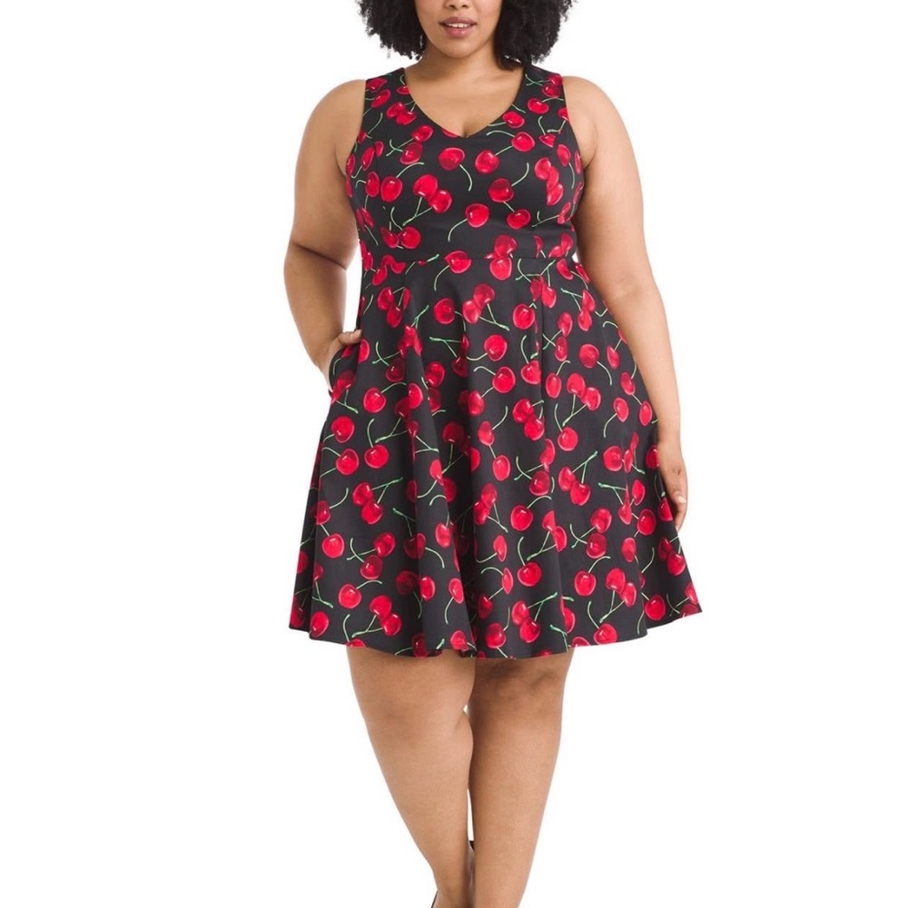 Eva Rose cherry dress XL Elegant Cherry Print Mini Dress